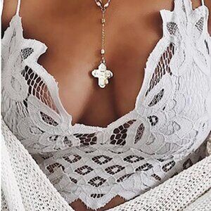 Free People Adella Bralette, Size LG, Light Grey